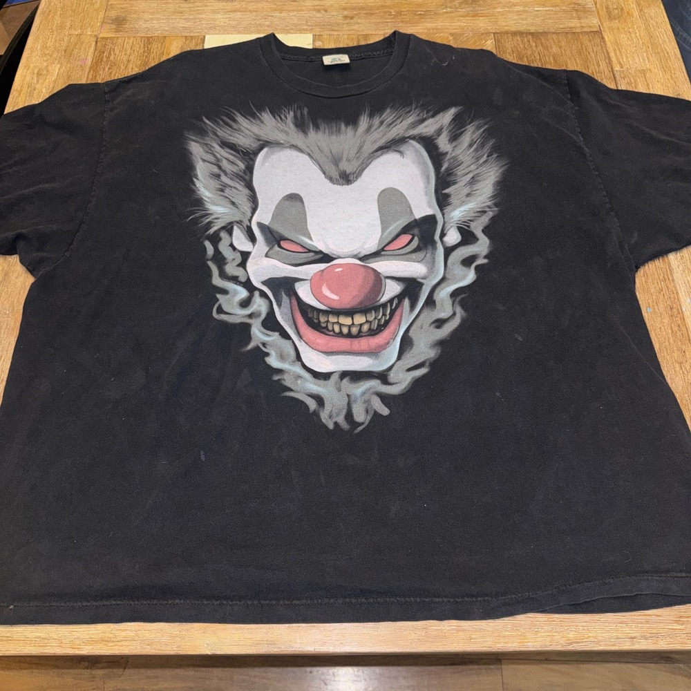 Liquid Blue Graphic Tee Mens 3XL Black Good Evil Clown Horror Sinister Face